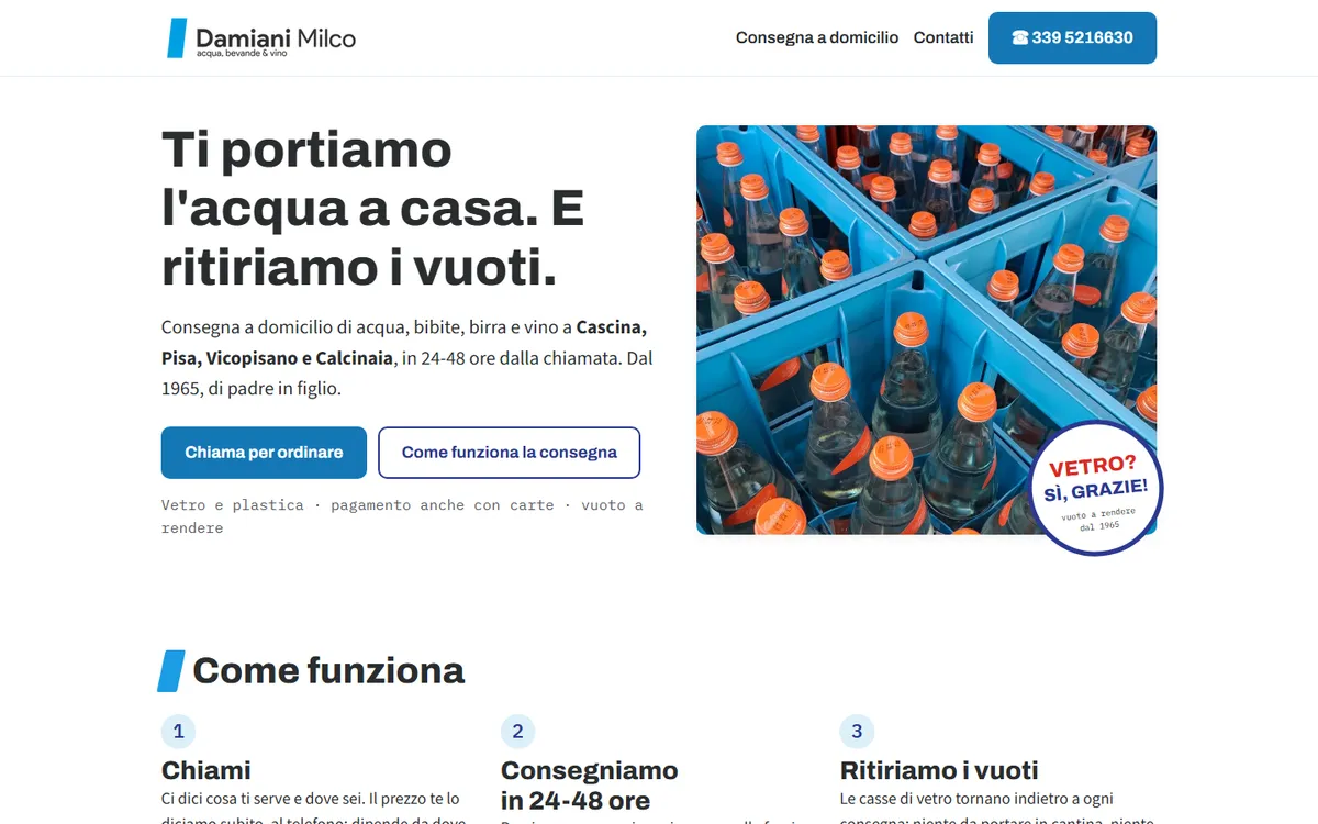 Home page del nuovo sito damianimilco.com